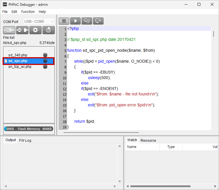 phpocdebugger spc library